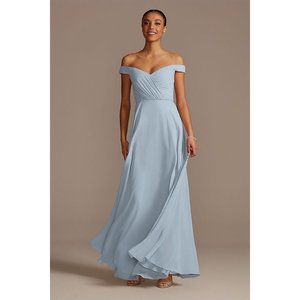 DAVID'S BRIDAL off the shoulder full skirt bridesmaid dress STYLE# F20227